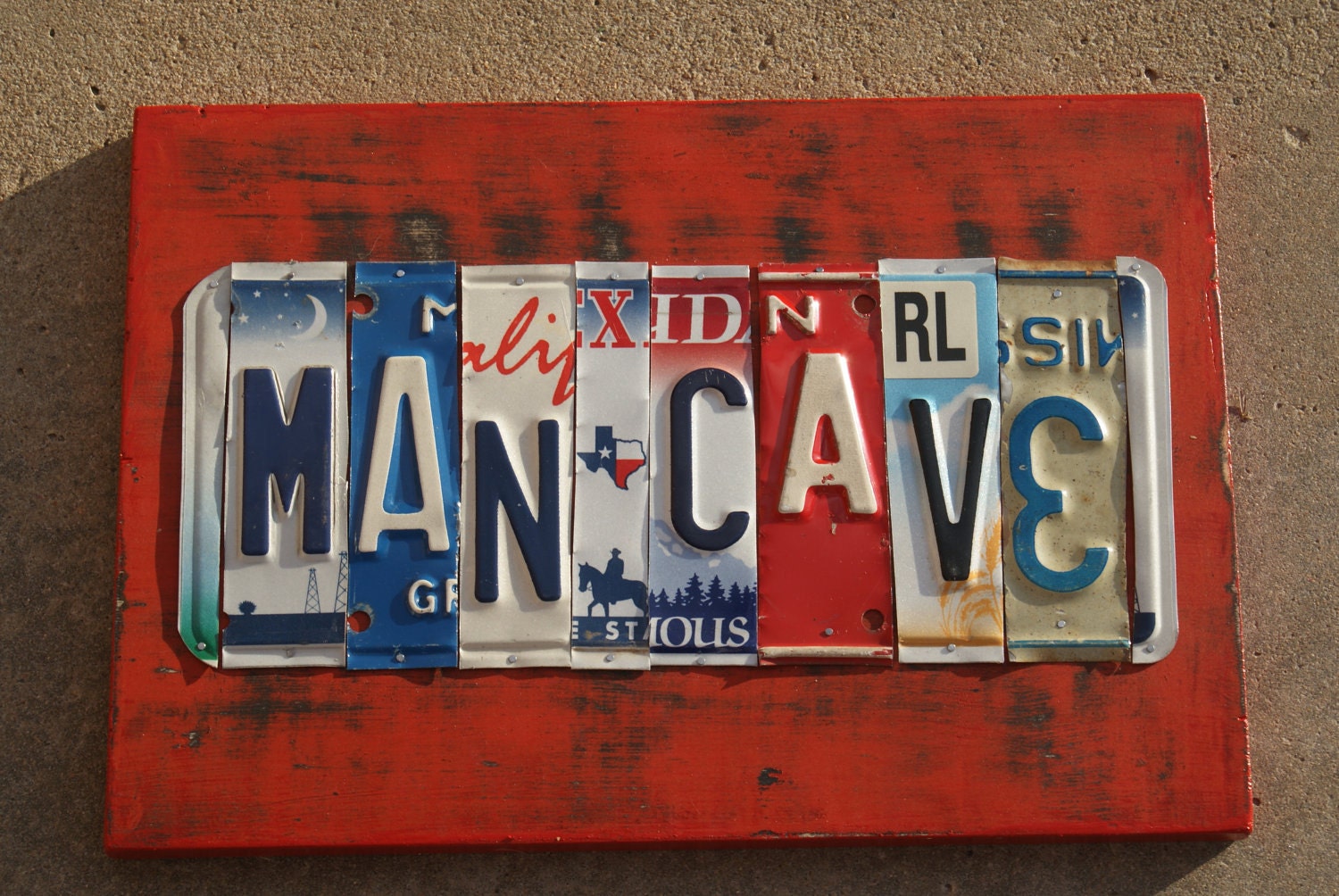License Plate Sign:  MAN CAVE