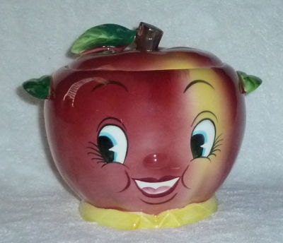 Vintage Holt Howard Anthropomorphic PY Miyao Japan APPLE Cookie Jar Smiling Red Fruit Face Retro Kitschy