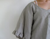 Anniversary Sale bayou boho natural flax linen ruffle poncho one size fits all