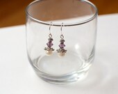 Amethyst Swarovski Crystal and Fresh Water Pearl Earrings