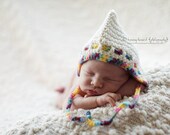 Baby Bonnet Ivory Pixie Hat Crochet Newborn Photo Prop