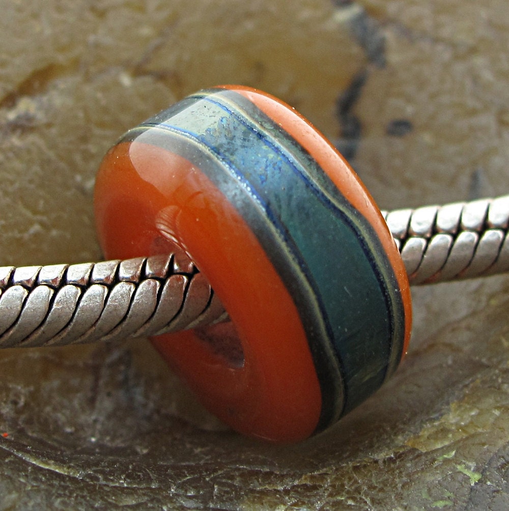 Lampwork European Charm Bead -River- Handmade by Jason Powers SRA LE