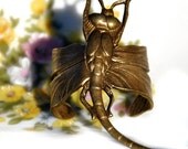 Dragonfly Ring,Wrapped Ring,Antique Brass,Adjustable Ring,Steampunk,