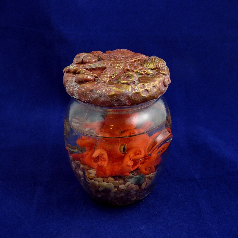 Reserved for charles93610 - Red Octopus Perma-Pet - "The Octopuppy" - Original Cephalopod Sea Life Sculpture