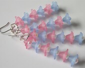 Cascading Pink and Blue Lucite Flower Earrings