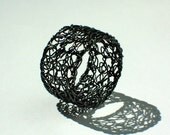 Wire Crochet Ring Oxidized Sterling Silver