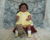 22 Inch Ethnic Girl Doll Giggles, vinyl, lifelike, fake baby, reborn, manicured, childlike, handmade