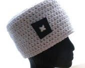 Upcycled blush pink women's crocheted beanie hat
