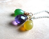 Opal, Amethyst & Chalcedony, Mixed Metal Necklace