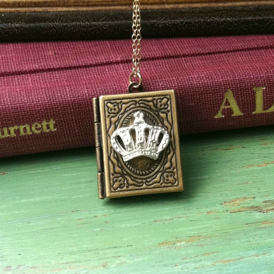 Let Them Eat Cake - crown locket on 14k gold chain