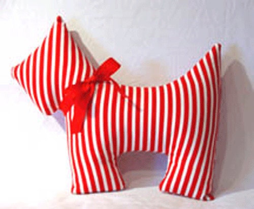 Red Stripe Scottie Dog Pillow So Cute Your Choice of Color and Pattern