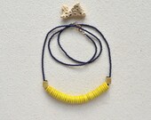 The Conquest Necklace- Navy and Yellow with African Trade Beads