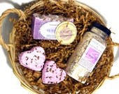 Lavender Bath Gift Basket Set - Soap Dead Sea Salt and Bath Bomb