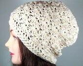 Slouchy Beanie, Slouch Hat in Cream