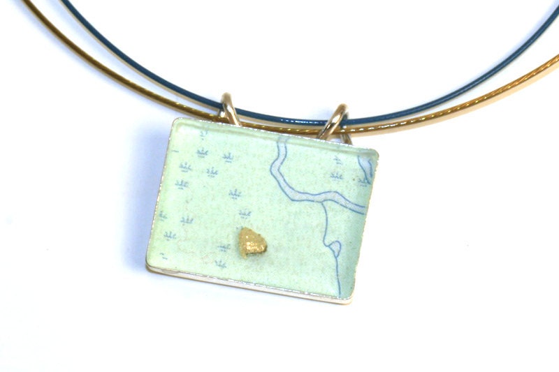 Necklace made from topographic maps of Northern Canada