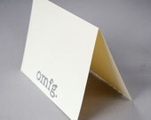 OMFG Blank Notecard - Silver Hand Printed Linocut Card