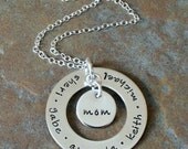 Personalized Hand Stamped Mother's Family Name Deluxe Mine for Eternity Necklace