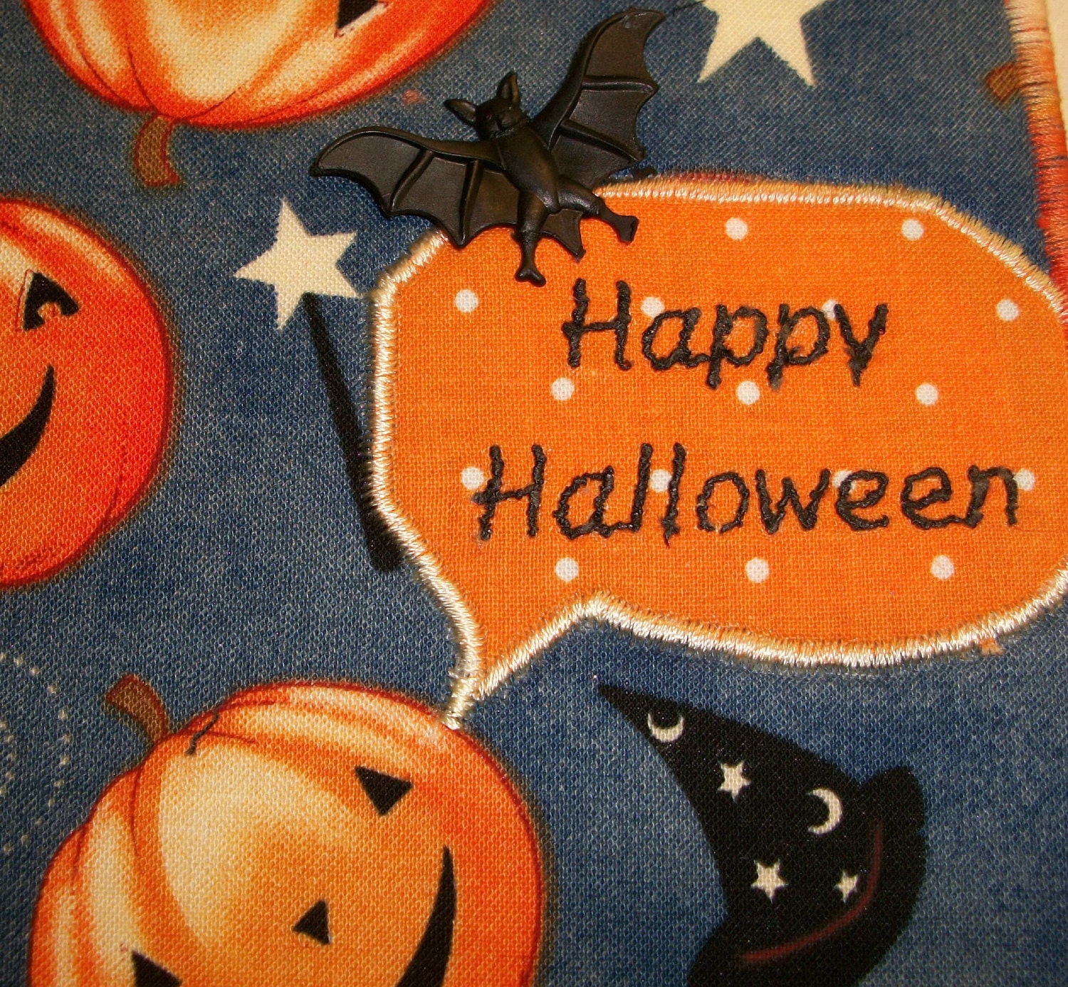 Embellished Fabric  Postcard - Halloween theme