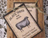 Primitive Cards Tag Sheep Crow Rustic Notecard Set