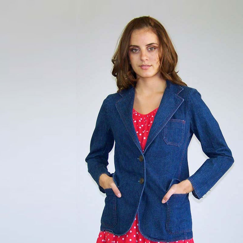 Denim Jacket Vintage 70s Blazer Tomboy S (0509E01)