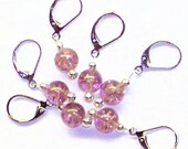 Crochet and Knitting Stitch Markers, Removable Markers Set of 6 Lavender Crackled Glass