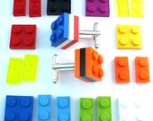 Pick Your Fav Colour 3 Tier Cufflinks - silver plated - Handmade with LEGO(r) Plates