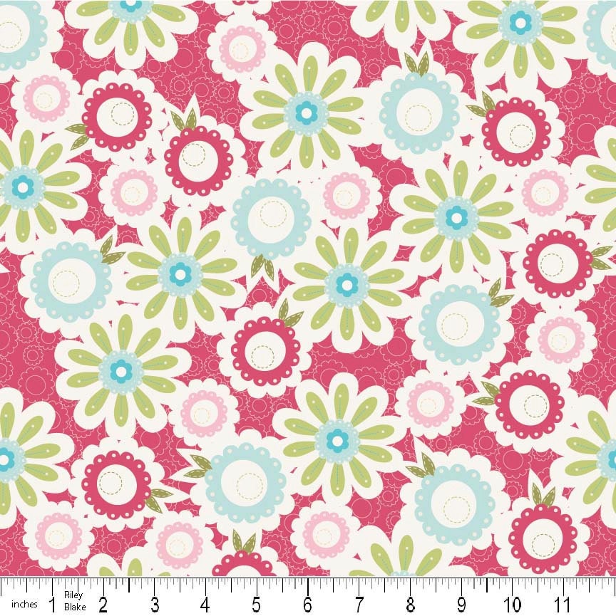 Sweet Divinity Fabric Sweet Flower in Rose from Riley Blake Designs