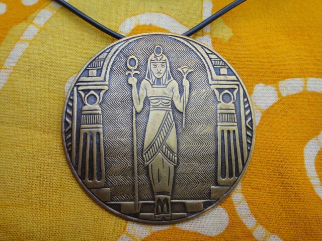 Art Nouveau Ancient Egyptian Goddess Pendant Necklace