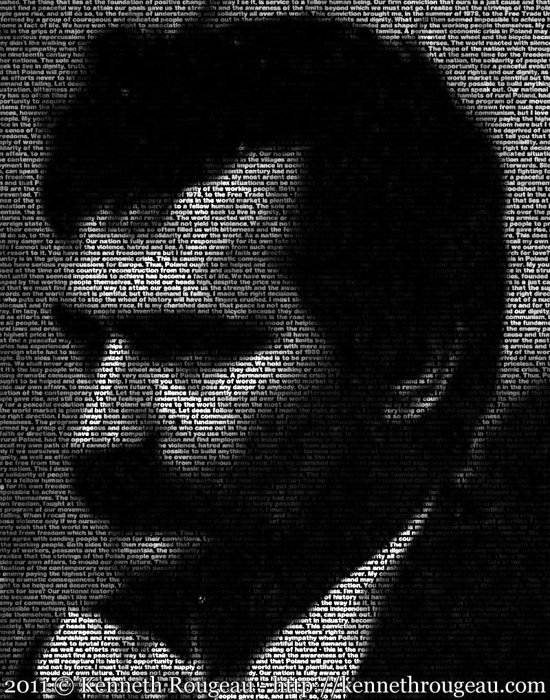 Lech Walesa - 11x14 Typographical Portrait Fine Art Print
