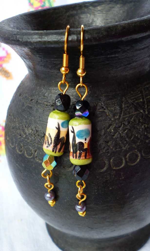 Green Alpaca Earrings