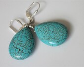 Turquoise Gemstone Earrings, Blue Teardrop