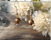 Bronze Two Toned Pearl Earrings