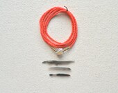 The Terrestrial Series in Coral Orange- Botswana Agate Cube Necklace