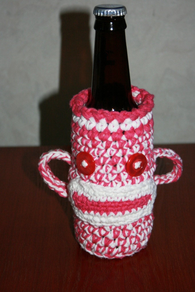 Think Pink Sock Monkey Bottle Cozie