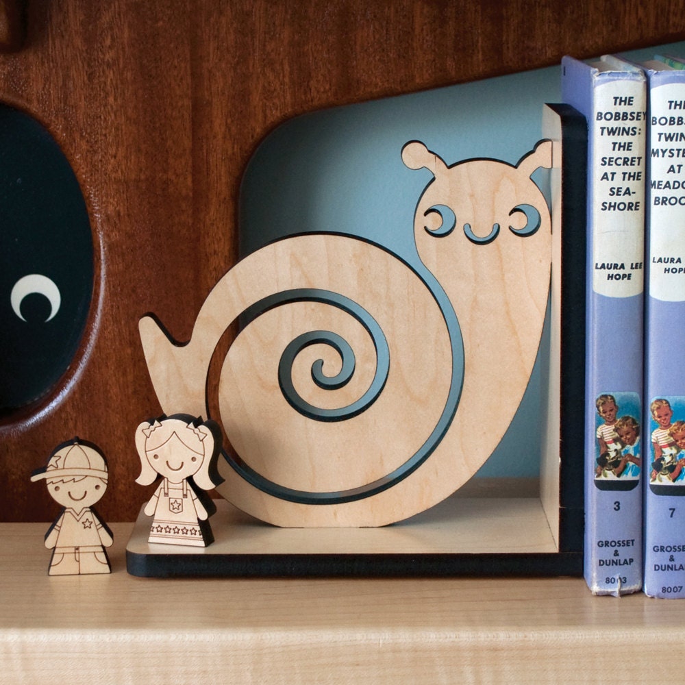 Snail Wood Bookend- Modern Baby Nursery Children