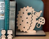Hedgehog Wood Bookend- Modern Baby Nursery Children