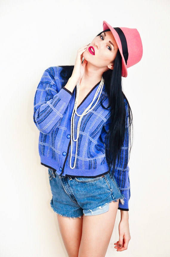 Vintage Unisex Blue Grandpa Cardigan