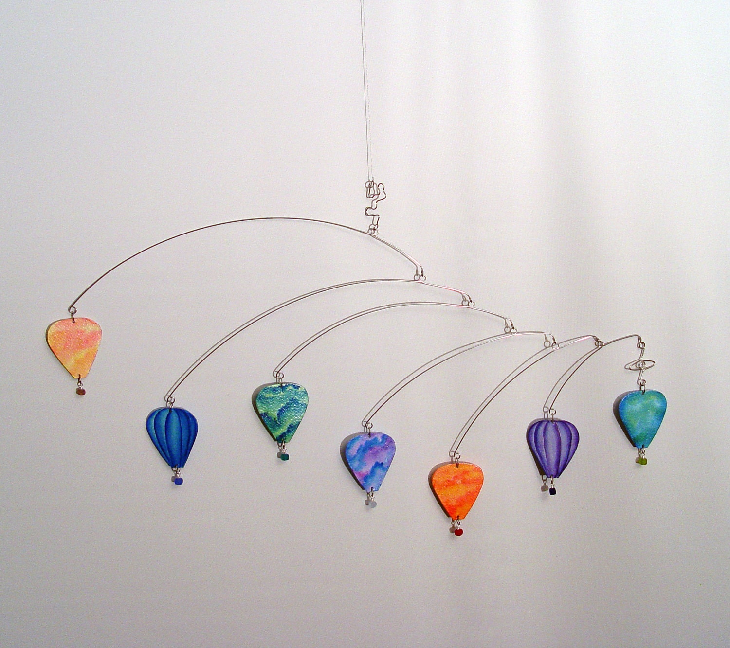 Hot Air Balloon -  Watercolor Mobile, Mobile Art, Rainbow, Aqua and Purple, Calder Style