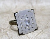 Steampunk Ring - Gold Tone Filigree - Vintage Repurposed Watch Dial Jewelry - Handmade and Designed by A Second Time