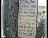 Family Rules Wood Sign In This House We Do Painted Handmade Wall Decor Typography Word Art
