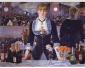 Free US shipping Handprinted Cotton Art Reproduction Applique  World Masterpiece Edouard Manet -A Bar At Folies Bergere 1881-1882