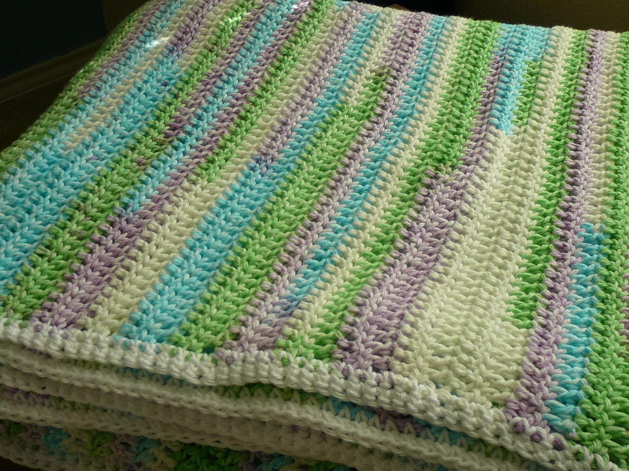 Cotton Candy Blue Green Purple White Full Size Afgan