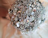 Deposit on a rich rhinestone and blush pink brooch bouquet--made to order