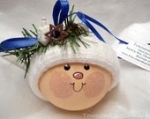 Baby Boy First Hanukkah Ornament - Hand Painted Glass - Themed with a dreidel and a jewish star - May be personalized with a name and a date