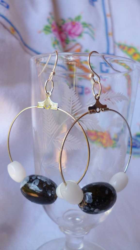 Black Splash Hoop Earrings