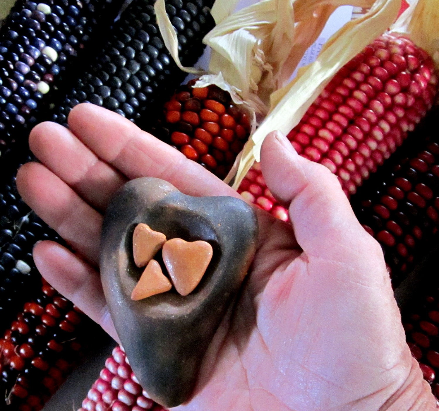 HeartHolder of Mica Clay with Tiny Heart(s)