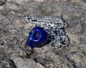 Deep Blue Skull Pendant Neclace