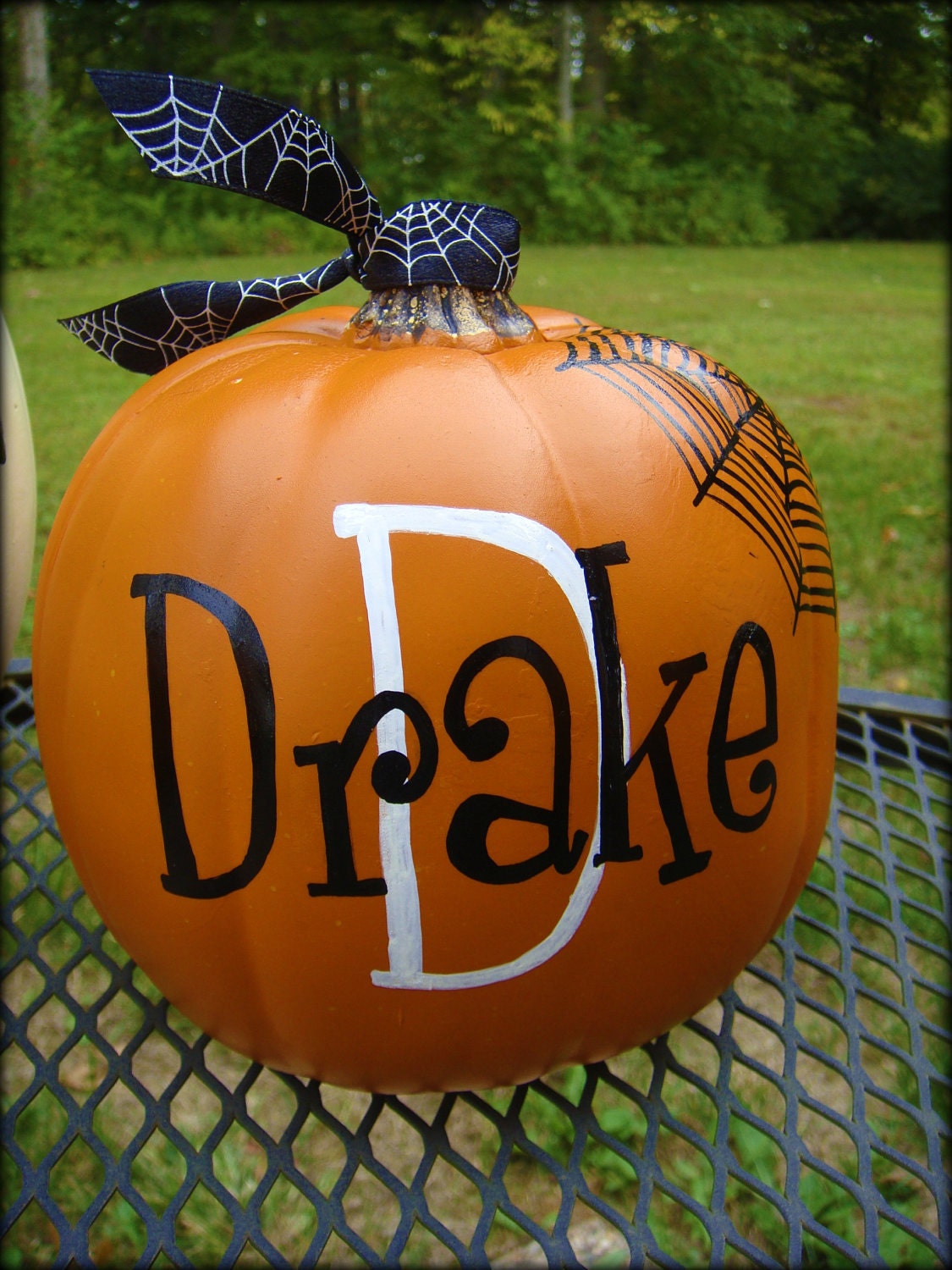 Adorable Personalized Pumpkins- Spider Web