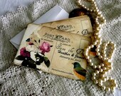 Wedding Save the Date Card Vintage Postcard Handmade by avintageobsession on etsy