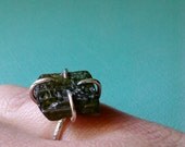 Raw Green Tourmaline Ring Modern Cocktail Ring Sterling Silver